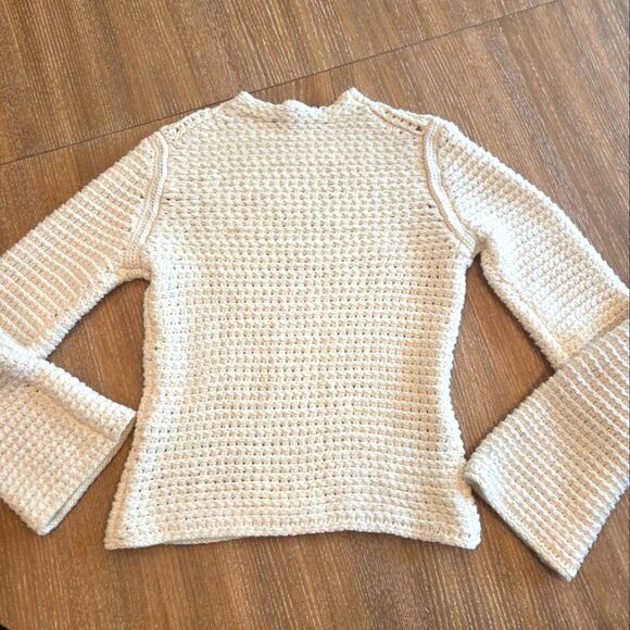 Theory Mesh Fine Chainette Knit Sweater Cream Size S - Picture 3 of 8